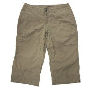 The North Face Womens Sz 4 Khaki‎ 3/4 Cropped Capri Hiking Shorts Nylon Beige